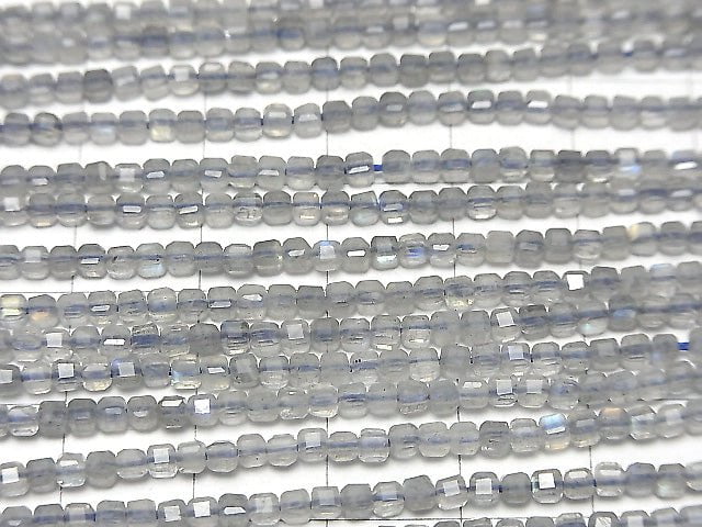 Hochwertig! Labradorit AAA- Würfelform 2x2x2mm 1strang Perlen (ca. 37cm)