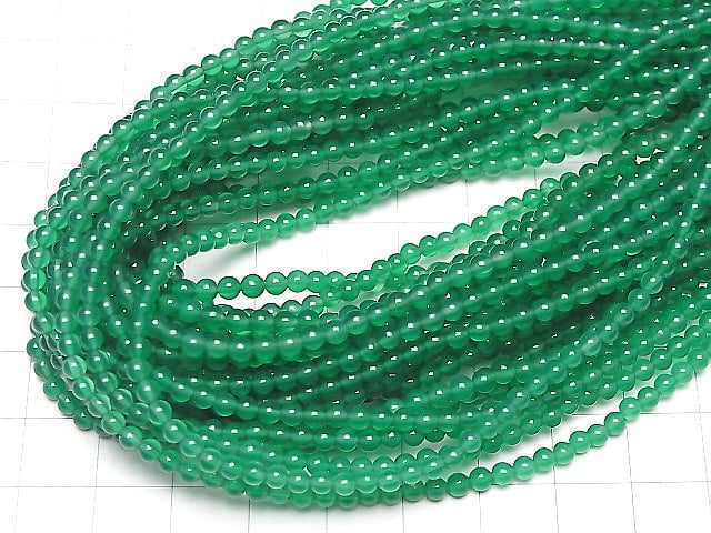 Grüner Onyx AAA Rundperlen 3mm 1 Strang Perlen (ca. 15 Zoll / 37 cm)