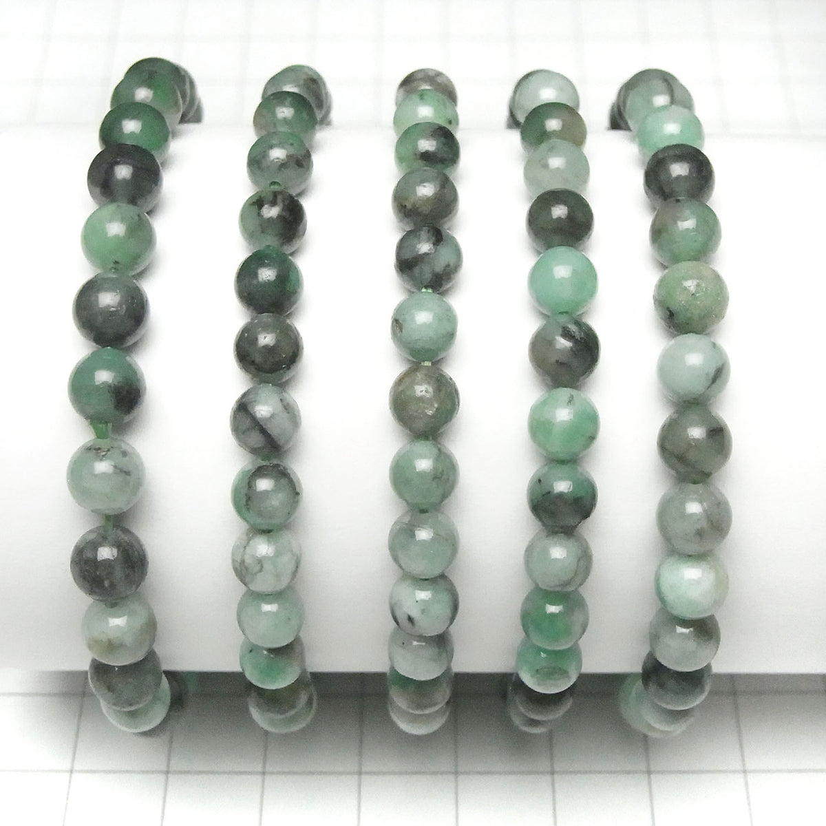 Bracelet en émeraude brésilienne AA+ ronde 6 mm