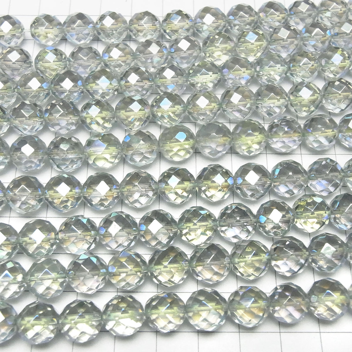 Green Flash Quartz Cristal 64 facettes rondes 10 mm demi ou 1 fil de perles (environ 15 pouces/37 cm)