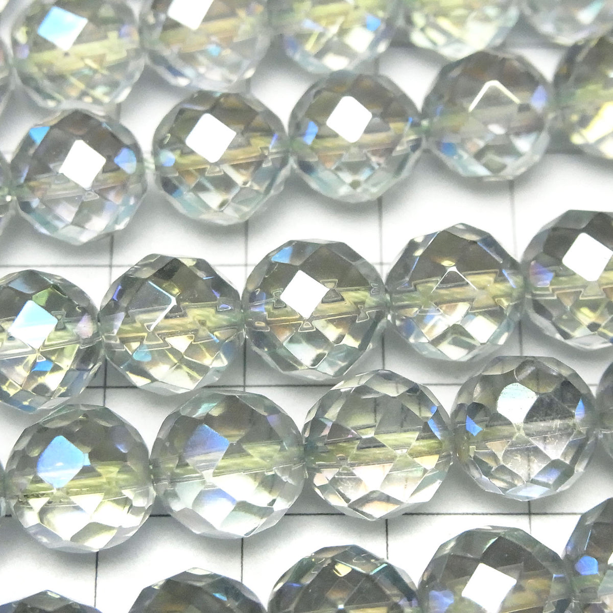Green Flash Quartz Cristal 64 facettes rondes 10 mm demi ou 1 fil de perles (environ 15 pouces/37 cm)