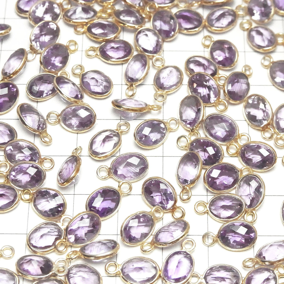 Améthyste de Haute Qualité AAA - Sertissage Clos Ovale Facetté 8x6mm 18KGP 5pcs