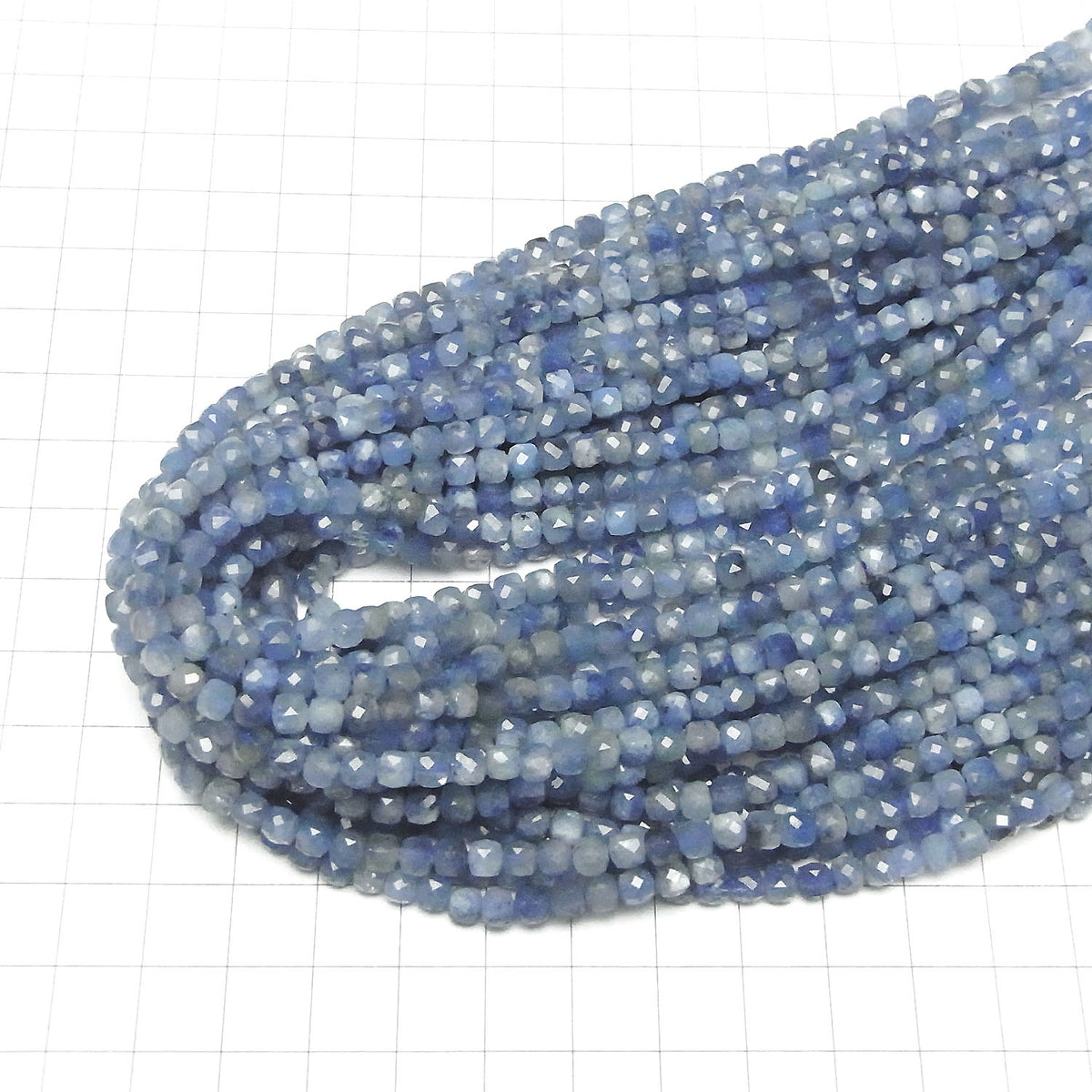 High Quality! Deep Blue Aquamarine AA+ Cube Shape 4x4x4mm Half or 1strand beads (approx. 15 inches/36 cm)