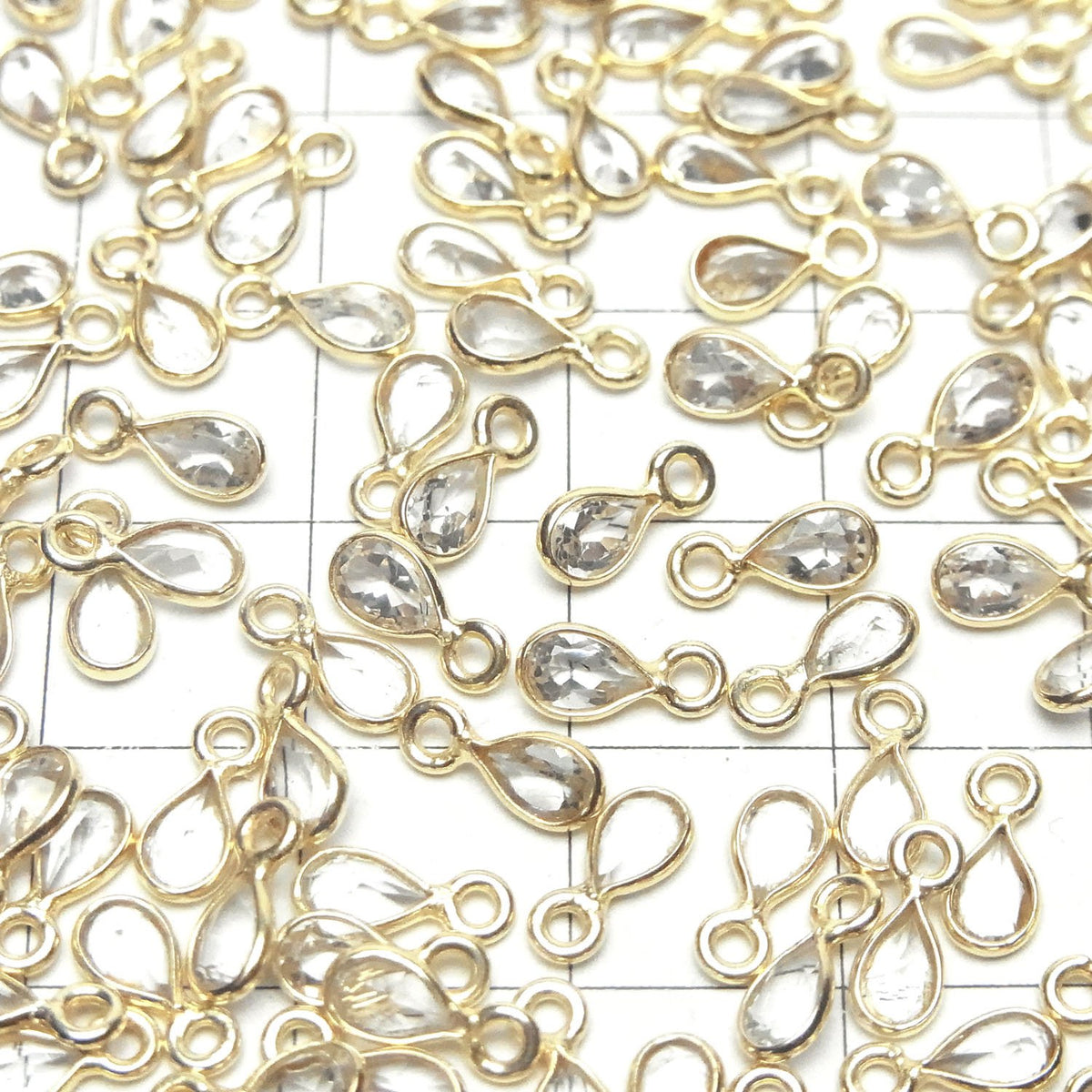 High Quality White Topaz AAA- Bezel Setting Pear shape Faceted 6x4mm 18KGP 5pcs