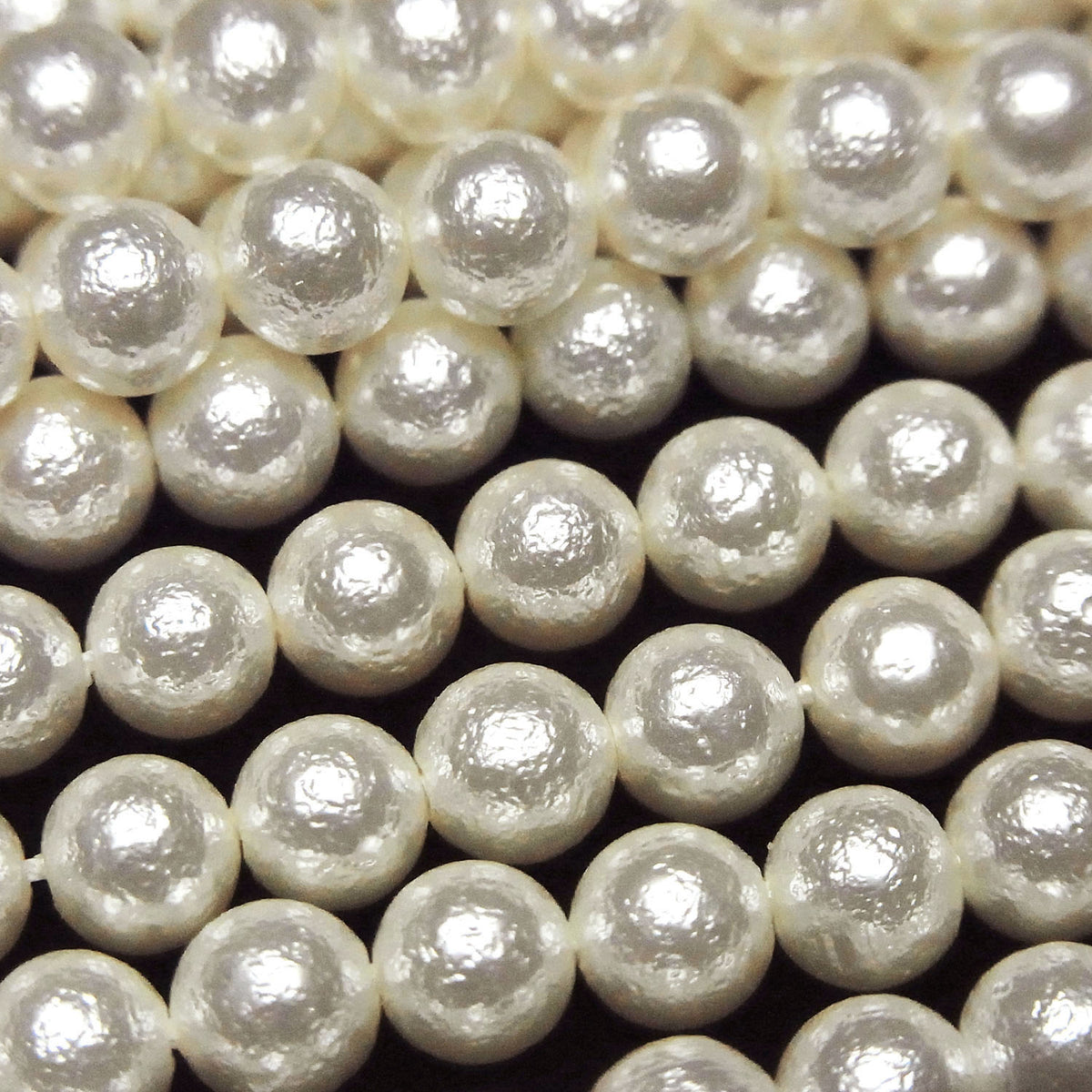 貝殼珠 (仿珍珠) 米白圓形 6mm 1串 (約15英吋/38公分)