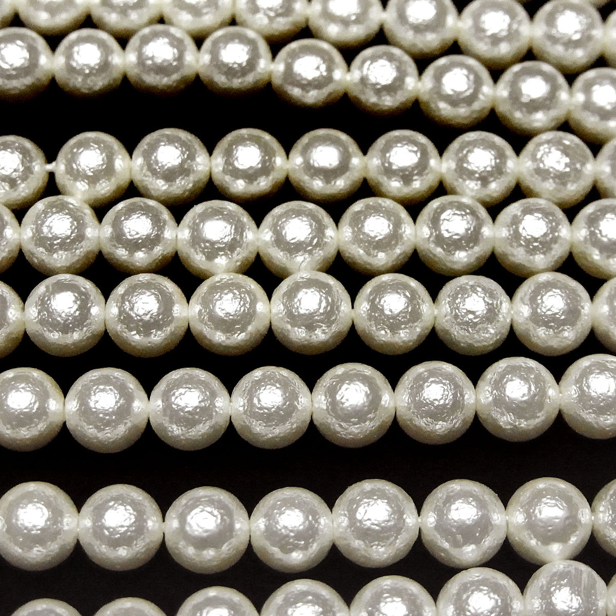 Shell Pearl (Sugar Pearl) Off-White Round 6mm 1strand beads (aprx.15inch/38cm)