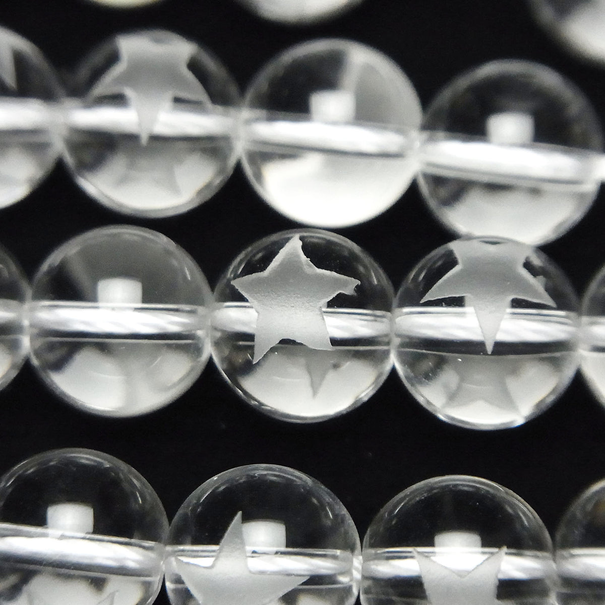 Star Carving! Crystal Quartz AAA Round 10mm 1/4 or 1strand beads (aprx.15inch / 38cm)