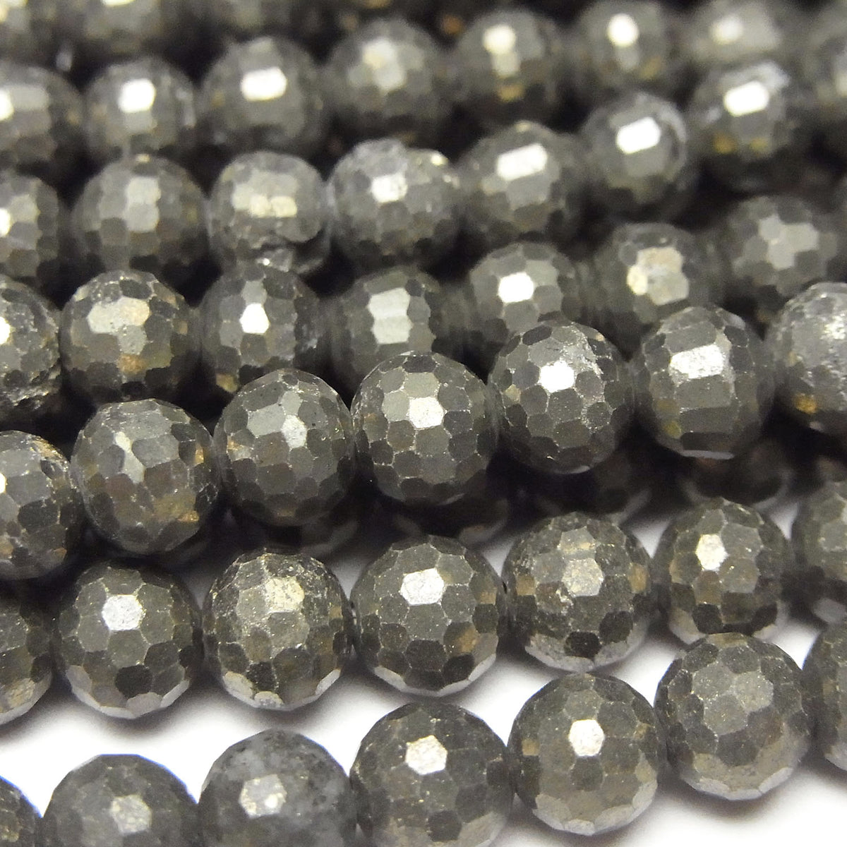 High Quality! Pyrite AAA 128Faceted Round 6mm half or 1strand beads (aprx.15inch/36cm)