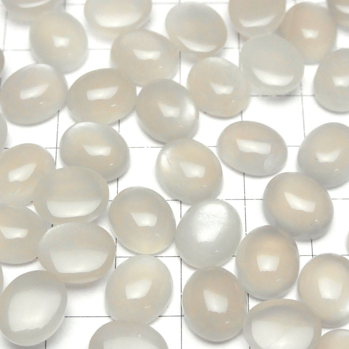 White Moonstone AAA- Oval Cabochon 12x10mm 2pcs