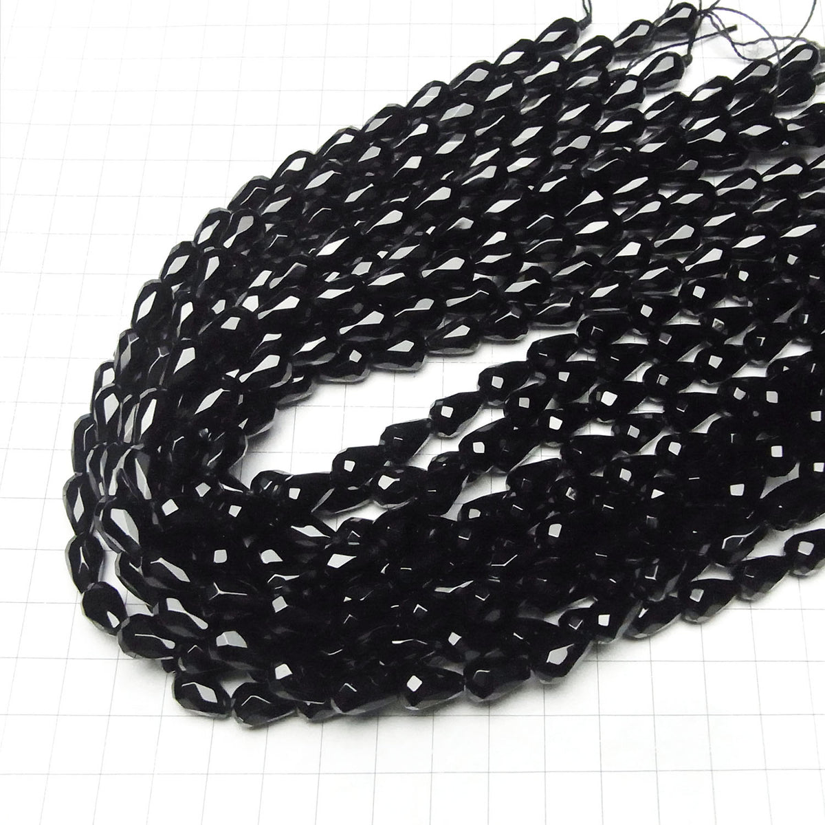 Onyx Vertical Hole Faceted Drop 12x8x8mm half or 1strand beads (aprx.15inch/36cm)