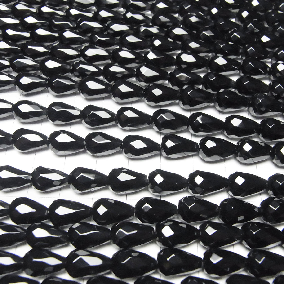 Onyx Vertical Hole Faceted Drop 12x8x8mm half or 1strand beads (aprx.15inch/36cm)