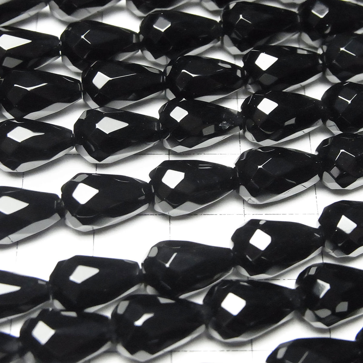 Onyx Vertical Hole Faceted Drop 12x8x8mm half or 1strand beads (aprx.15inch/36cm)