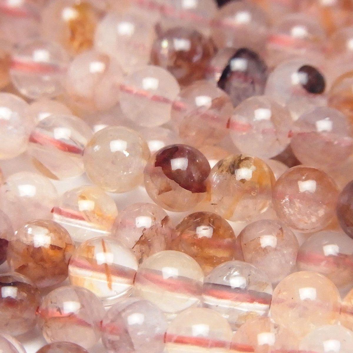 Red Hematoid Quartz Round 6mm 1strand beads (aprx.15inch/36cm)