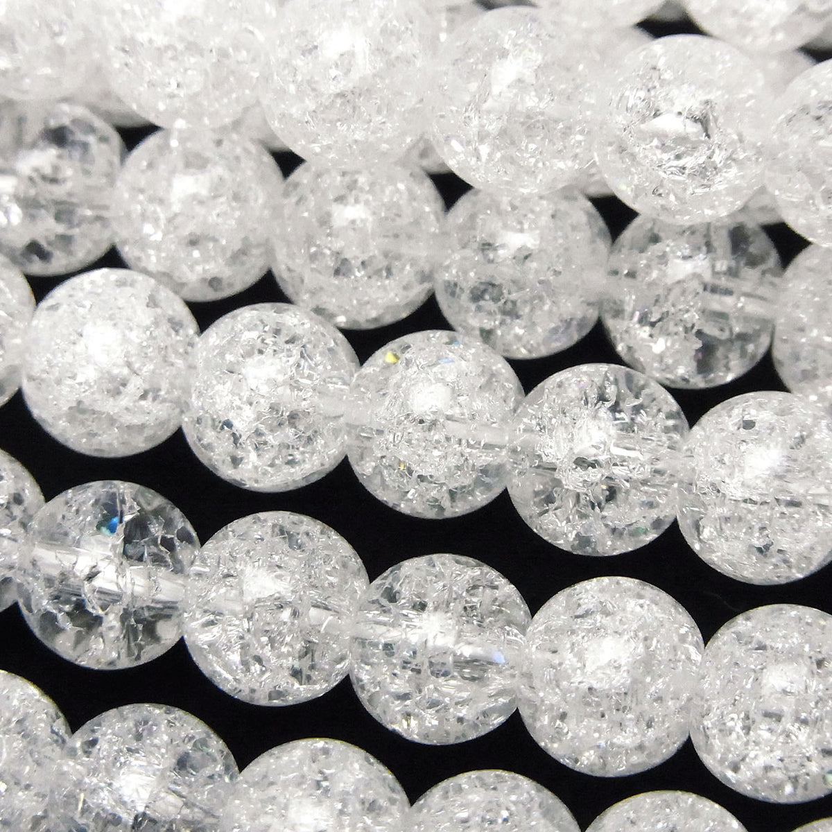 Cracked Crystal Quartz (Smelted Quartz) Round 8mm 1strand beads (aprx.15inch/36cm)