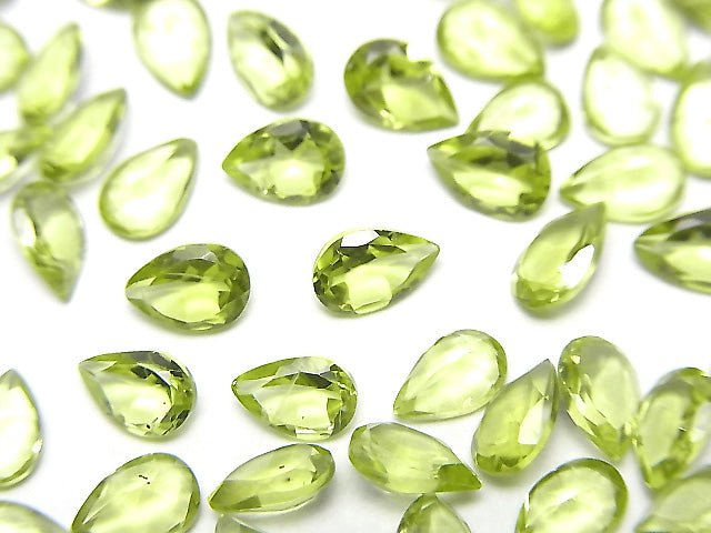 高品質刻面橄欖石 AAA 未鑽孔梨形 6x4mm 5顆