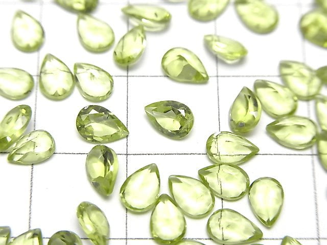 高品質刻面橄欖石 AAA 未鑽孔梨形 6x4mm 5顆
