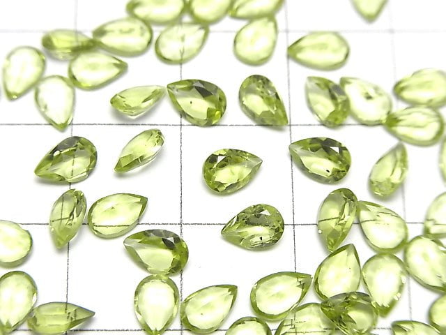 Hochwertiger Peridot AAA unbohrt birnenförmig facettiert 6x4mm 5 Stück