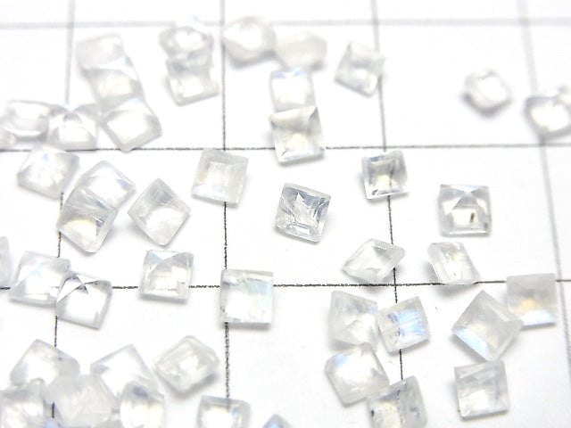 高品質彩虹月光石 AAA 級 散裝方刻面 3x3mm 10顆