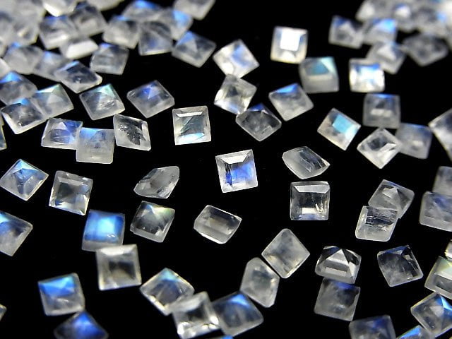 高品質彩虹月光石 AAA 級 散裝方刻面 3x3mm 10顆