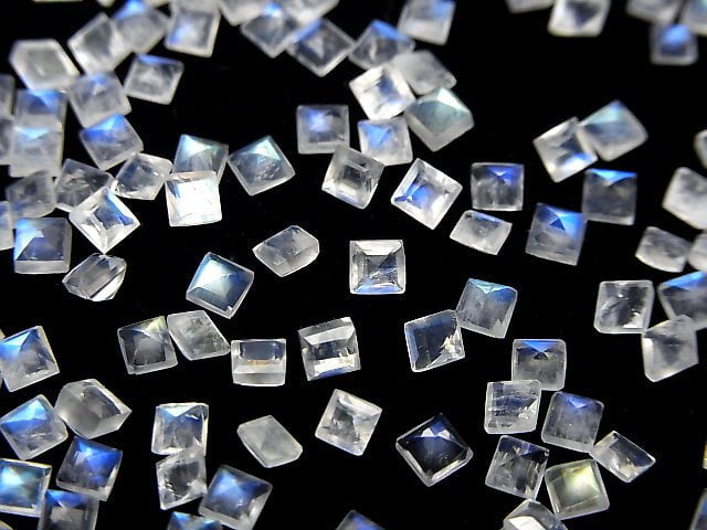 Hochwertiger Regenbogen-Mondstein AAA lose Steine quadratisch facettiert 3x3mm 10Stk