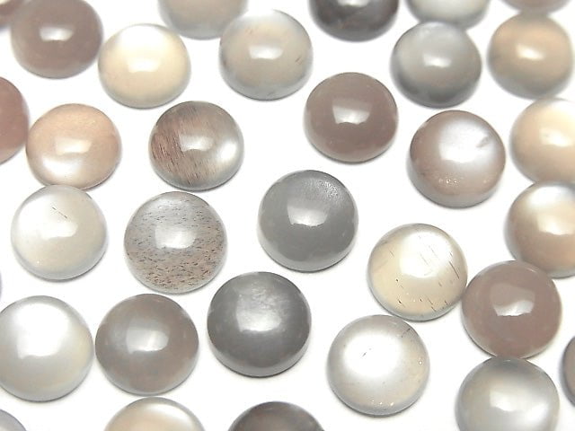 Braun-Grauer Mondstein AAA Runder Cabochon 8x8mm 5 Stück