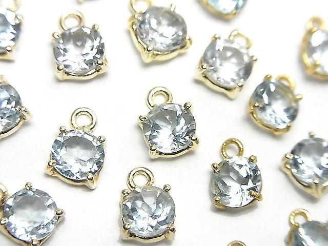 Hochwertiger himmelblauer Topas AAA Zargenfassung Rund facettiert 6x6mm 18KGP 2 Stück 5,79 $!