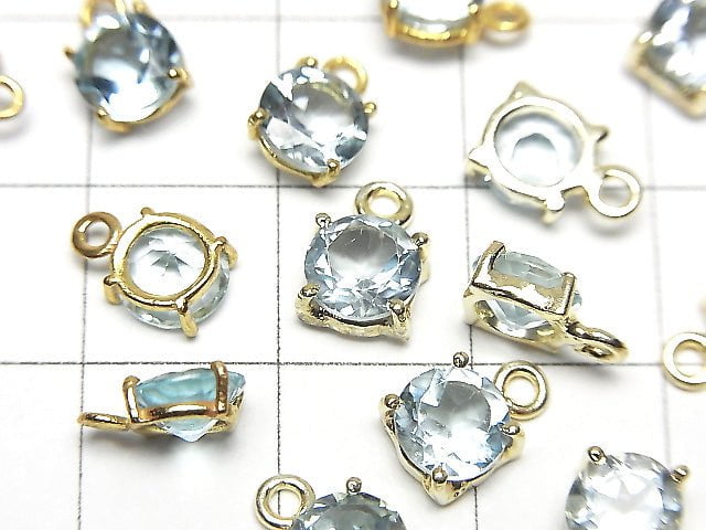 Hochwertiger himmelblauer Topas AAA Zargenfassung Rund facettiert 6x6mm 18KGP 2 Stück 5,79 $!