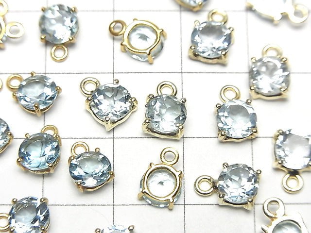 Hochwertiger himmelblauer Topas AAA Zargenfassung Rund facettiert 6x6mm 18KGP 2 Stück 5,79 $!