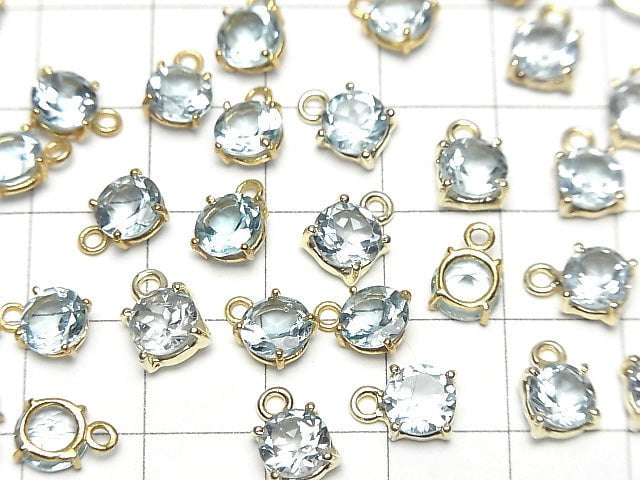 Hochwertiger himmelblauer Topas AAA Zargenfassung Rund facettiert 6x6mm 18KGP 2 Stück 5,79 $!