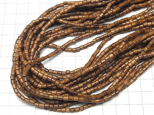Wood Beads Tube 3x3x3mm 1strand beads (aprx.15inch/38cm)