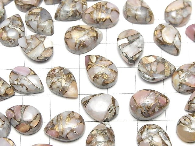 Kupfer-Pink Opal AAA Tropfenförmiger Cabochon 14x10mm 2 Stück