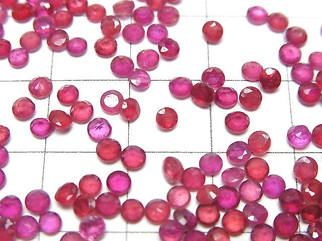 Rubin AA++ Lose Runde Facettiert 3x3mm 10 Stück