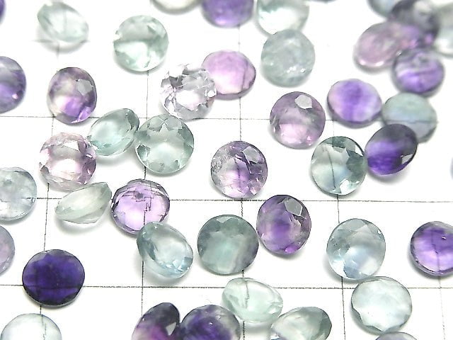 Hochwertiger mehrfarbiger Fluorit AAA lose Stein rund facettiert 6x6mm 3 Stück
