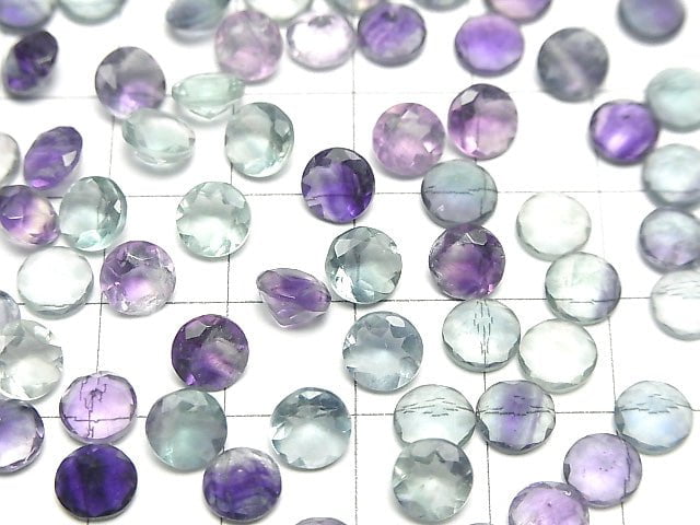 Hochwertiger mehrfarbiger Fluorit AAA lose Stein rund facettiert 6x6mm 3 Stück
