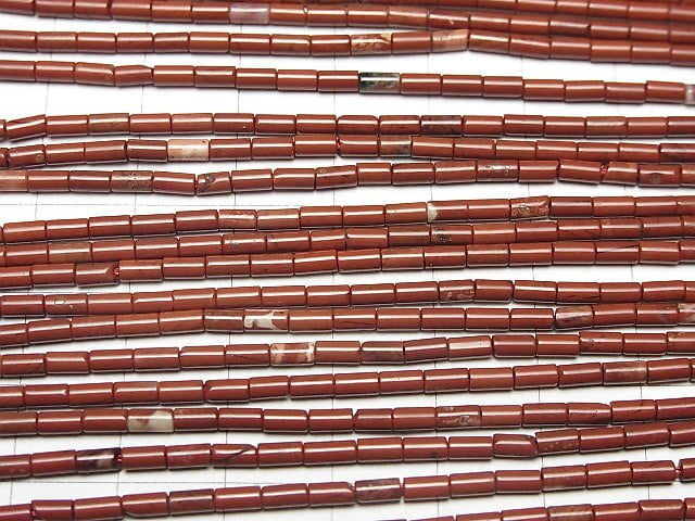 Roter Jaspis AA++ Tube 4x2x2mm 1 Strang Perlen (ca. 15 Zoll / 38 cm)