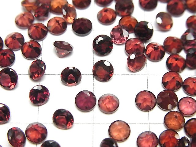 Hochwertiger Mozambique Granat AAA Lose Stein Rund Facettiert 4x4mm 10 Stück