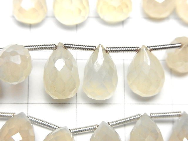 Hochwertiger weißer Chalcedon AAA Tropfen facettierte Briolette Beschichtung halbe oder 1Strang Perlen (ca. 7 Zoll / 18 cm)
