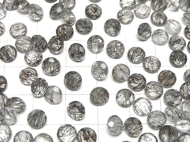 Hochwertiger Turmalinquarz AAA- loser Stein rund facettiert 6x6mm 5Stk