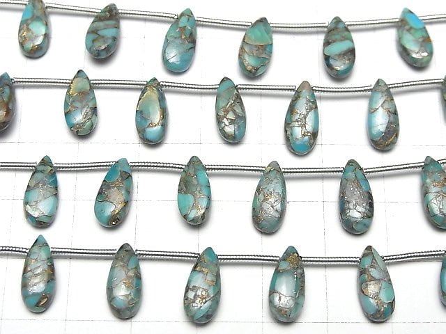 Blauer Kupfer-Türkis AAA Birnenform (Glatt) 12x5mm halb oder 1strang Perlen (15 Stück)