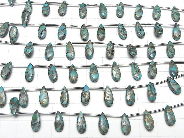 Blauer Kupfer-Türkis AAA Birnenform (Glatt) 12x5mm halb oder 1strang Perlen (15 Stück)