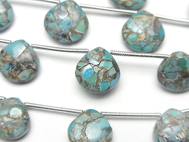 Blauer Kupfer-Türkis AAA Kastanie (glatt) 10x10mm halb oder 1strang Perlen (10Stück)
