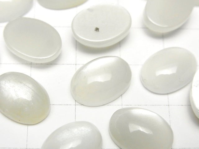 Weißer Mondstein AAA oval Cabochon 14x10mm 2 Stück