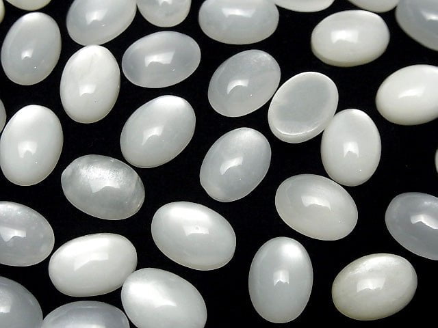 Weißer Mondstein AAA oval Cabochon 14x10mm 2 Stück
