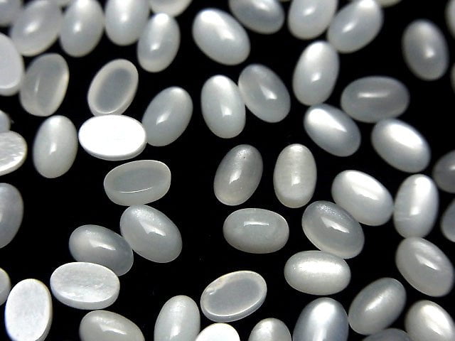 Weißer Mondstein AAA oval Cabochon 6x4mm 10 Stück