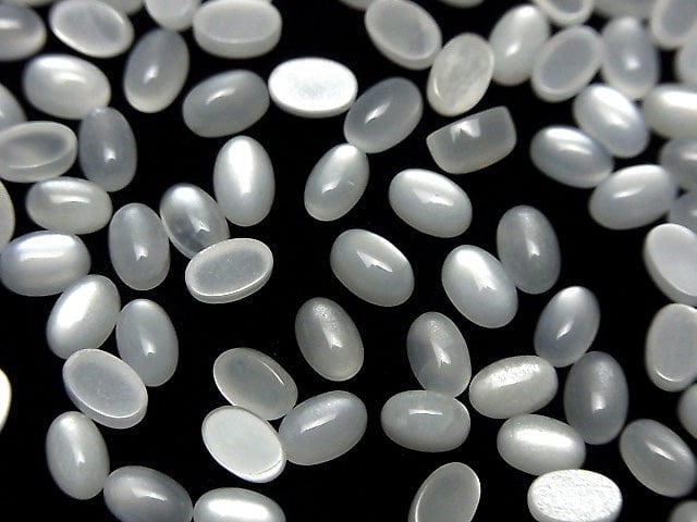 Weißer Mondstein AAA oval Cabochon 6x4mm 10 Stück