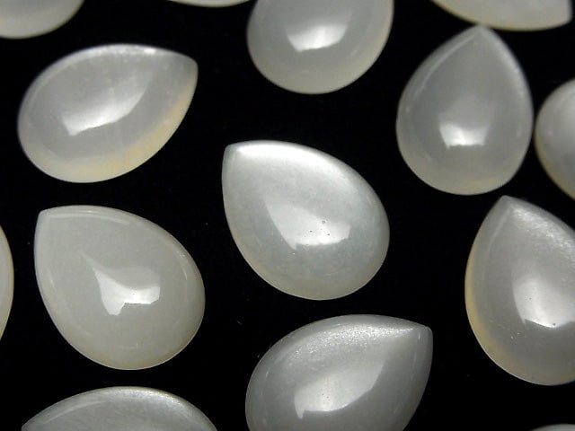 白色月光石 AAA 梨形凸圓面 18x13mm 1顆