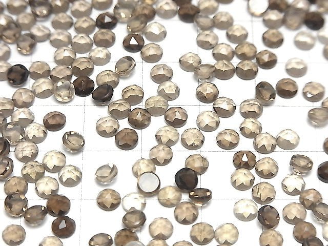 Hochwertiger Rauchquarz AAA Rund Rose Cut 4x4mm 10Stücke