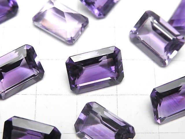 高品質紫水晶 AAA 裸石 矩形刻面 14x10mm 2顆