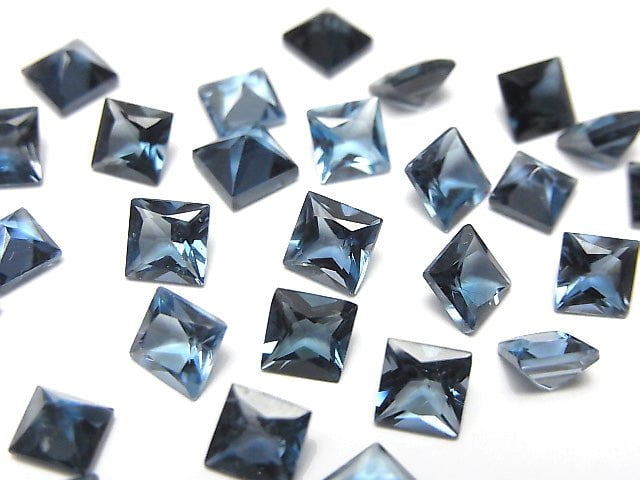 高品質倫敦藍托帕石 AAA 公主方切工 5x5mm 3顆