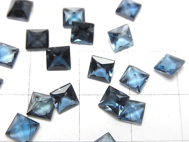 高品質倫敦藍托帕石 AAA 公主方切工 5x5mm 3顆